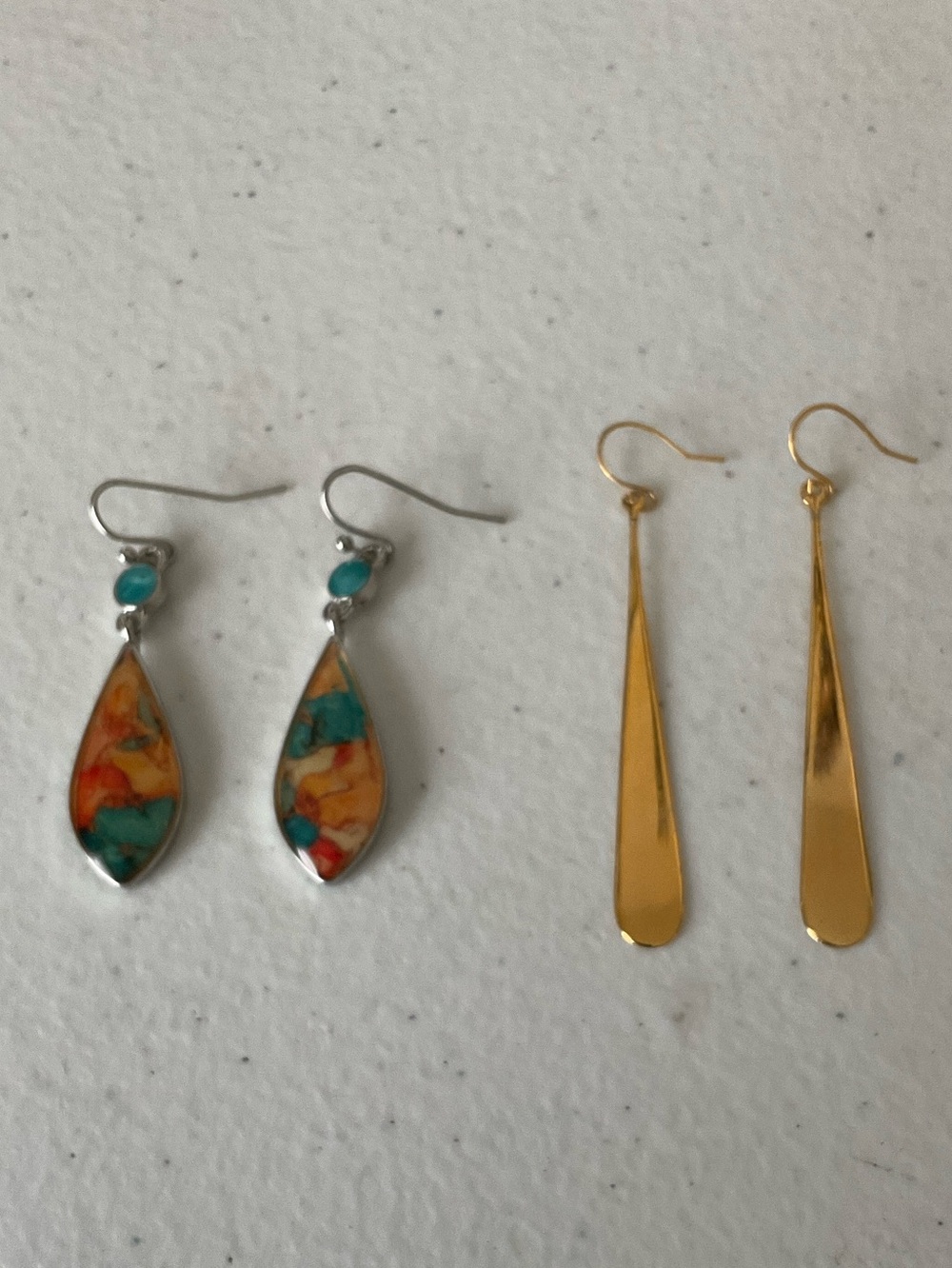 Gold/Silver Tone Teardrop Dangle Earrings